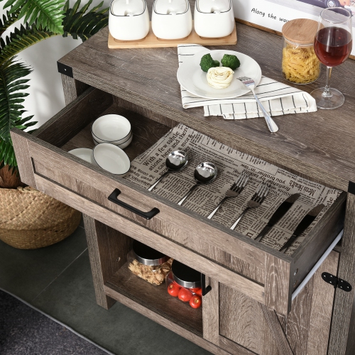 HOMCOM – buffet de buffet de buffet, armoire de rangement de cuisine champêtre avec porte et tiroir de grange rustique, chêne foncé