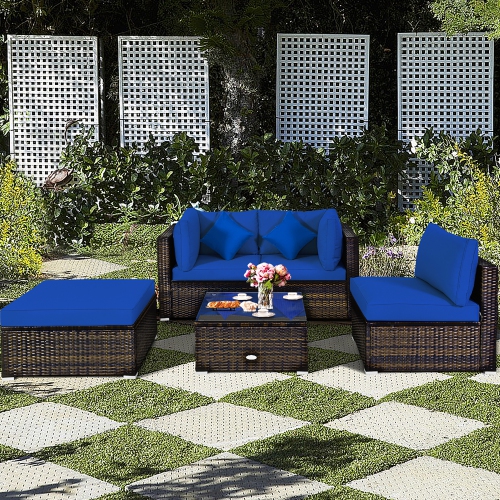 Ensemble de meubles de patio en rotin de 5 pièces de Costway avec coussin