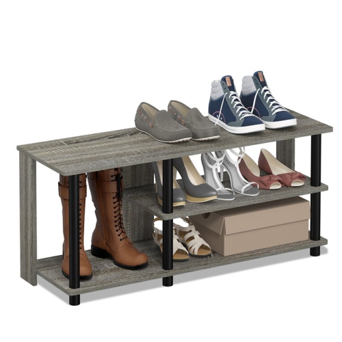 Furinno Turn-N-Tube Wood Compact Multi Storage Shoe Rack in French Oak Gray