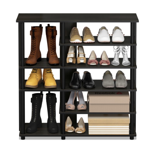 Furinno Turn-N-Tube Engineered Wood Multi Storage Shoe Rack in Espresso