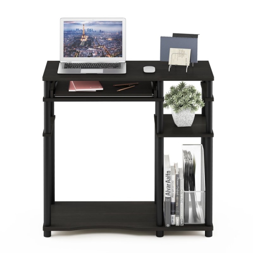 Furinno Abbott Engineered Wood Computer Desk with Bookshelf in Espresso/Black