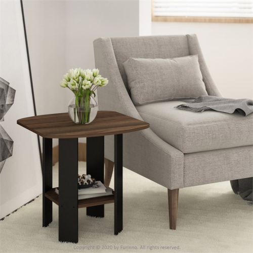 Furinno Engineered Wood Simple Design End Table in Columbia Walnut/Black