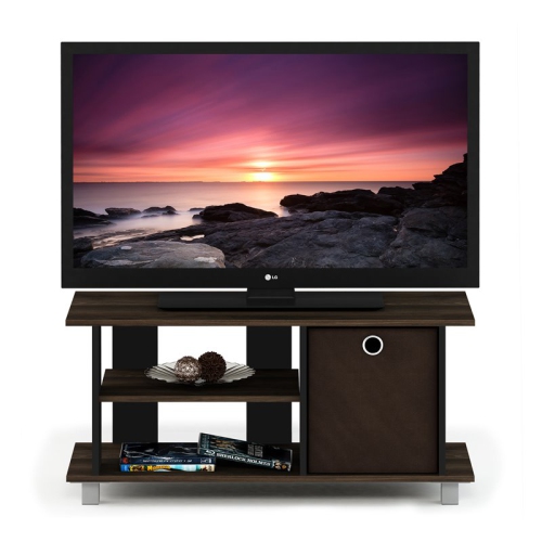 Furinno Wood Simplistic TV Entertainment Center for TV up to 32" in Walnut