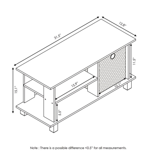 Furinno Wood Simplistic TV Entertainment Center for TV up to 32" in Walnut