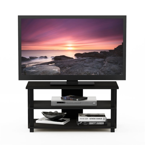Furinno Sully Engineered Wood 3-Tier TV Stand for TV up to 32" in Espresso/Black