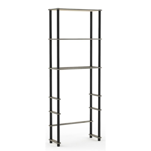 Furinno Turn-N-Tube Wood Toilet Space Saver with 3 Shelves in Oak Gray/Black