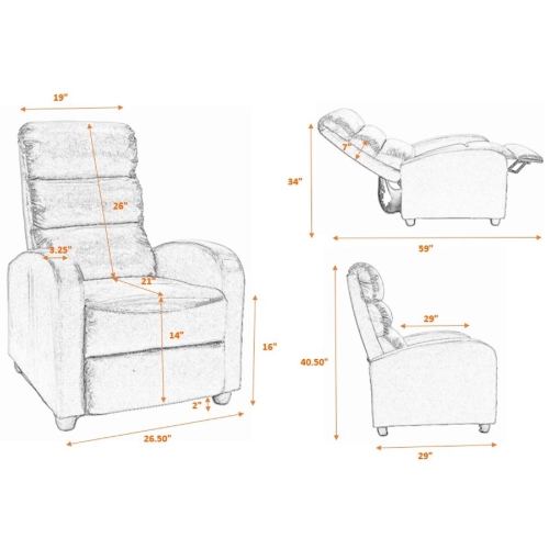 Fauteuil inclinable à dossier manuel en similicuir Euroluxe de ViscoLogic