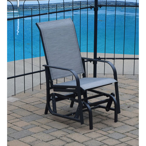 Corriveau Sling Glider Fabric Patio Chair Black Grey Best Canada - Sling Patio Furniture Canada