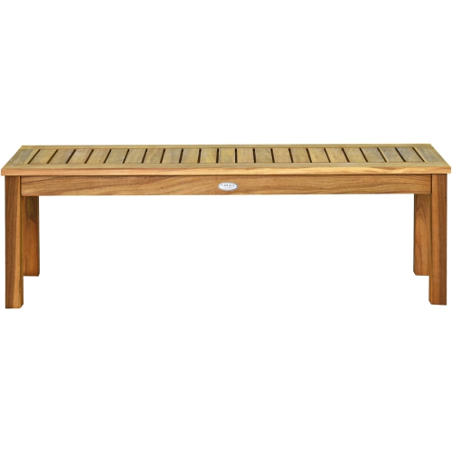 Gymax Set of 2 Acacia Wood Bench Dining Bench Patio Garden w/ Slatted Seat Teak