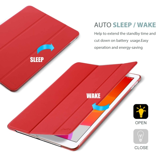iPad 10.2 Case 2020 iPad 8th Gen / 2019 7th Generation Case, Slim Stand Hard Back Shell Protective Smart Cover Case-Red
