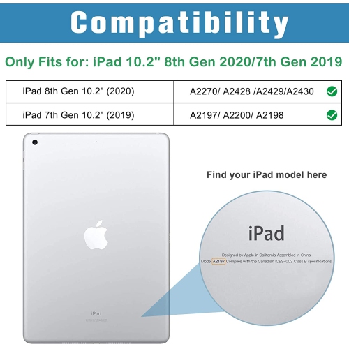 iPad 10.2 Case 2020 iPad 8th Gen / 2019 7th Generation Case, Slim Stand Hard Back Shell Protective Smart Cover Case-Red