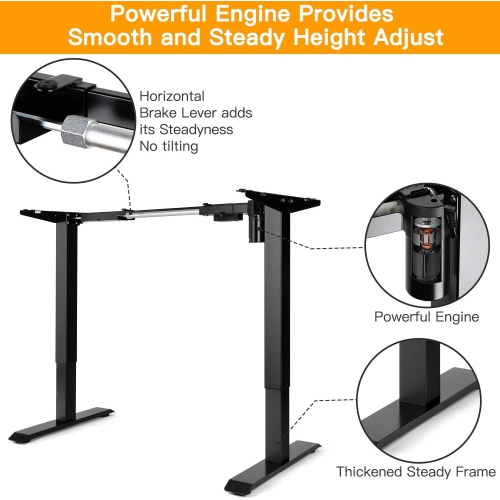 Uplite Electric Stand Up Desk Frame, Height & Width Adjustable Ergonomic Sit Standing Workstation Base, Motorized Heavy Duty Black Table Frame