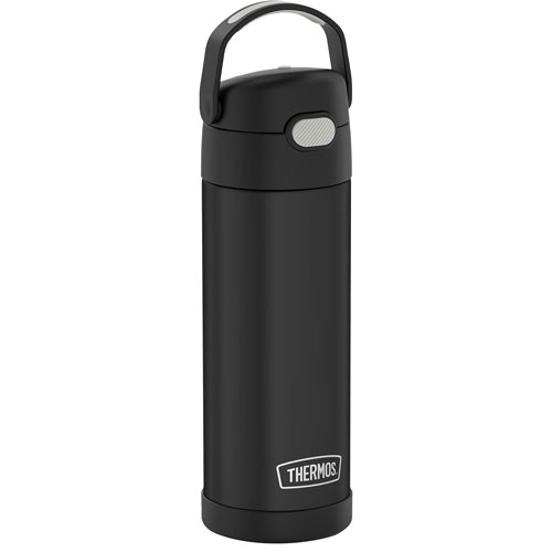 Thermos FUNtainer 350ml Stainless Steel Water Bottle with Pop-up Straw - Black