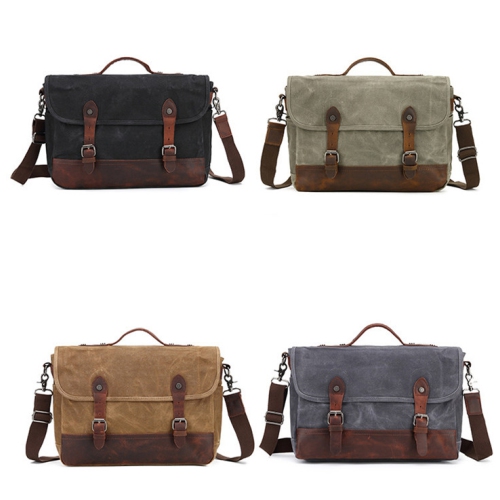 Sac messager de Spliurg’d pour portable. Grand sac à bandoulière étanche Vintage avec garnitures en cuir véritable - Beige