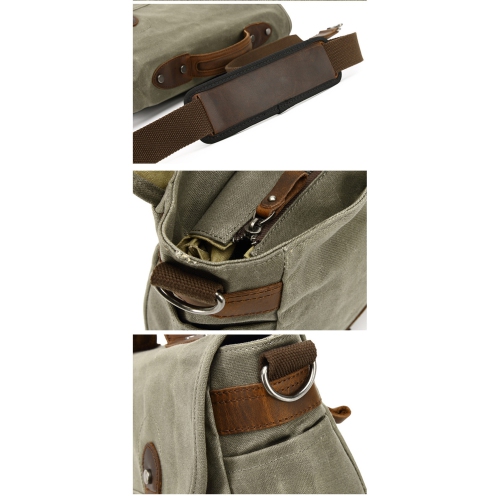 Sac messager de Spliurg’d pour portable. Grand sac à bandoulière étanche Vintage avec garnitures en cuir véritable - Beige