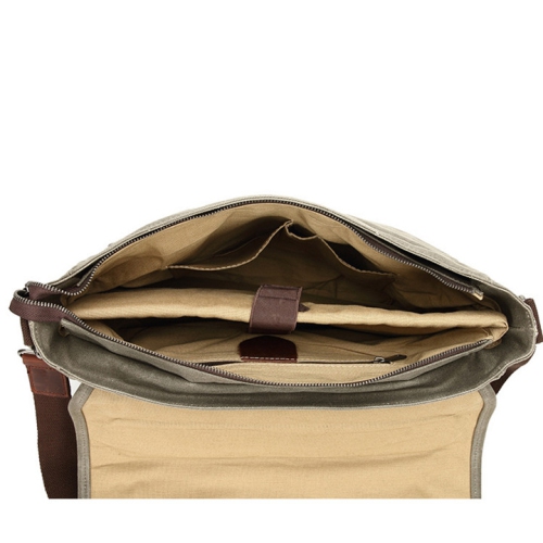 Sac messager de Spliurg’d pour portable. Grand sac à bandoulière étanche Vintage avec garnitures en cuir véritable - Beige