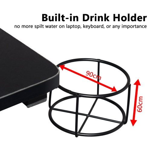 X shaped Computer Desk Gaming Desk Table with Bulit-in Monitor Stand, Hook and Cup Holder, 2 Audio Baskets