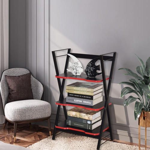 3-Tier Bookshelf Bookcase, Storage Shelves for Books and Plants, Metal Frame Home Office Display Rack