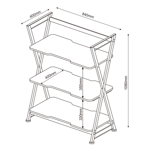 X-shape Bookshelves Rack, 3-Tier Home Office Bookcase Multifunctional Storage Display Rack Shelving Organizer, Red