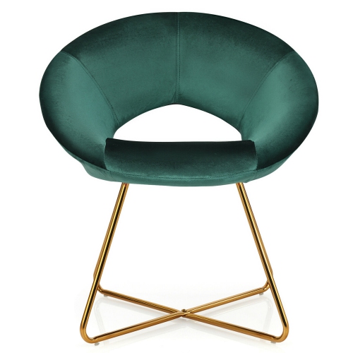 Gymax Set of 2 Accent Velvet Chairs Dining Chairs Arm Chair w/Golden Legs