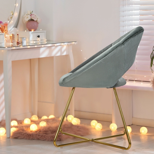 Gymax Set of 2 Accent Velvet Chairs Dining Chairs Arm Chair w/Golden Legs