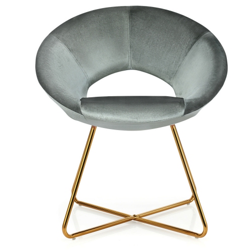 Gymax Set of 2 Accent Velvet Chairs Dining Chairs Arm Chair w/Golden Legs