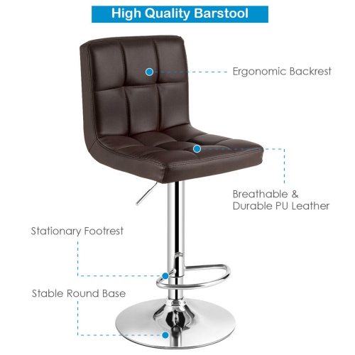 Gymax 3PCS Pub Table Set 24'' Round Bar Table & 2 Adjustable Bar Stools