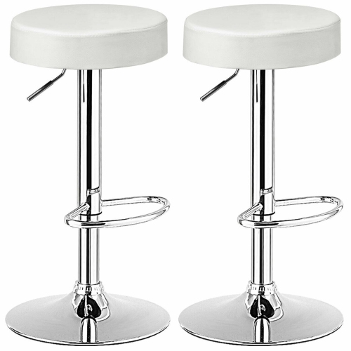 Gymax 4PCS Adjustable Swivel Bar Stool PU Leather Kitchen Counter Bar Chairs White