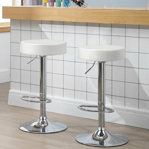 Gymax 4PCS Adjustable Swivel Bar Stool PU Leather Kitchen Counter Bar Chairs White