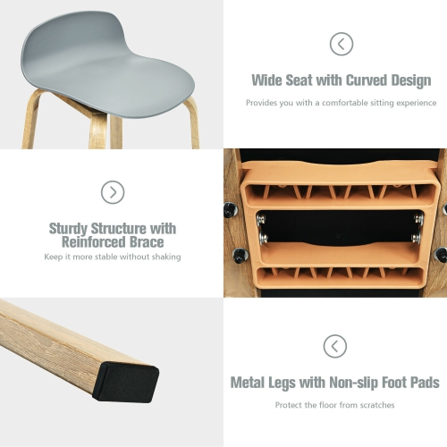 Ensemble de 2 tabourets de bar modernes Gymax
