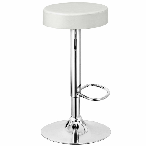 Gymax 2PCS Adjustable Swivel Bar Stool PU Leather Kitchen Counter Bar Chairs White