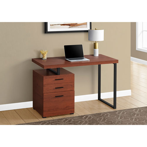 Monarch Floating 47.25"W Computer Desk with 3 Drawers - Cherry/Black