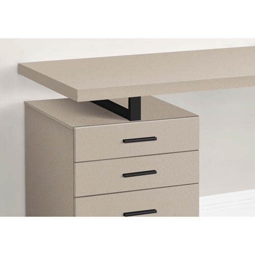Monarch Floating 47.25"W Computer Desk with 3 Drawers - Taupe/Black