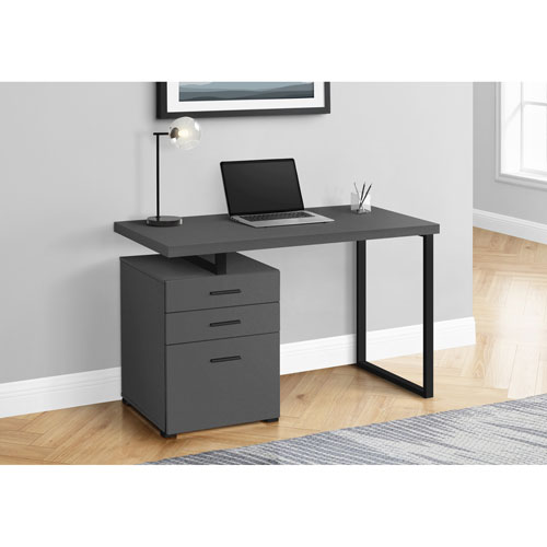 Monarch Floating 47.25"W Computer Desk with 3 Drawers - Grey/Black