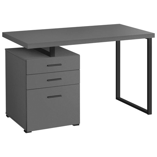 Bureau d'ordinateur flottant avec 3 tiroirs de 47,25 po de largeur de Monarch - Gris/Noir