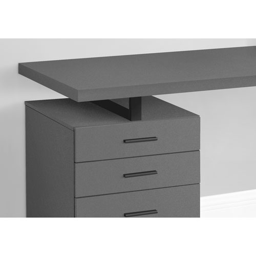 Bureau d'ordinateur flottant avec 3 tiroirs de 47,25 po de largeur de Monarch - Gris/Noir