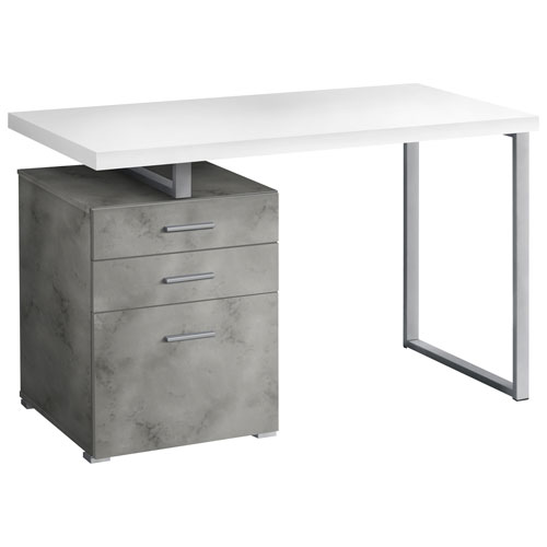 Monarch Floating 47.25"W Computer Desk with 3 Drawers - White/Grey/Silver