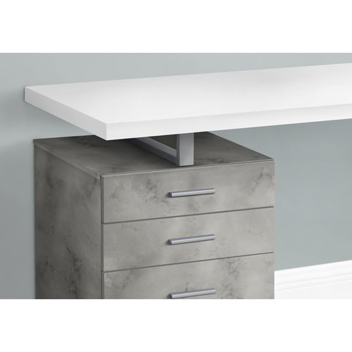 Monarch Floating 47.25"W Computer Desk with 3 Drawers - White/Grey/Silver