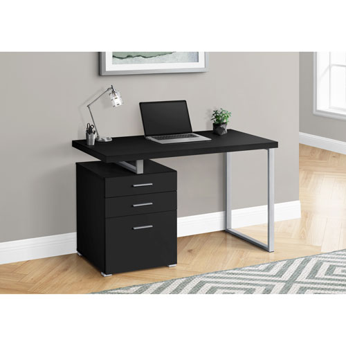 Monarch Floating 47.25"W Computer Desk with 3 Drawers - Black/Silver