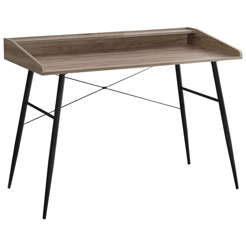 Monarch Tapered-Leg 47.25"W Computer Desk with Hutch - Dark Taupe/Black