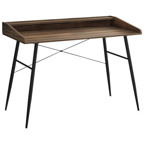 Monarch Tapered-Leg 47.25"W Computer Desk with Hutch - Brown/Black