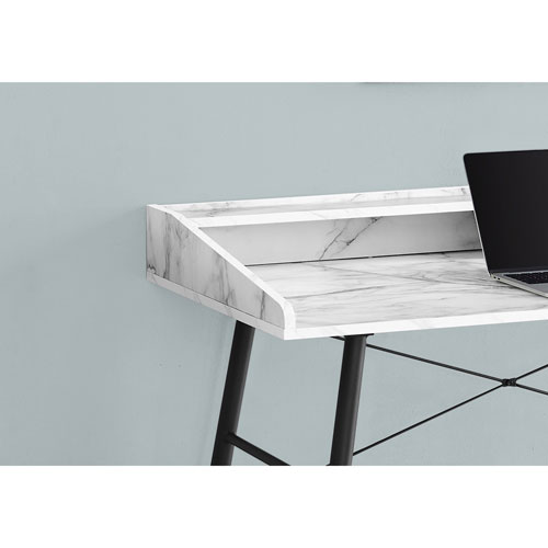 Monarch Tapered-Leg 47.25"W Computer Desk with Hutch - White Marble/Black