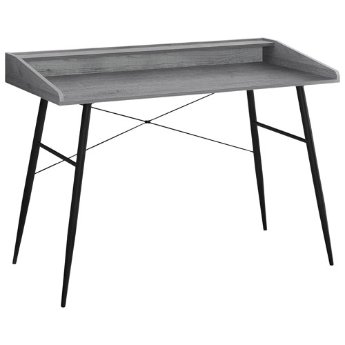 Monarch Tapered-Leg 47.25"W Computer Desk with Hutch - Grey/Black