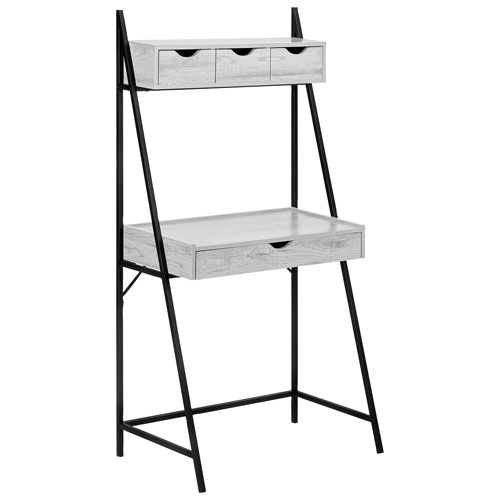 Monarch Ladder 31.5"W Computer Desk with 4 Drawers - Grey/Black