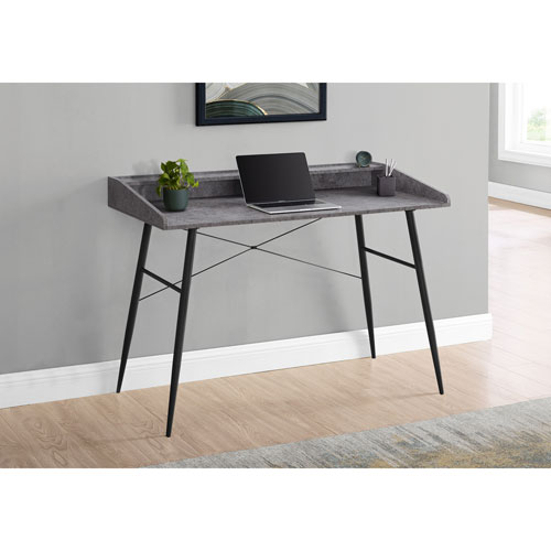 Monarch Tapered-Leg 47.25"W Computer Desk with Hutch - Dark Grey/Black
