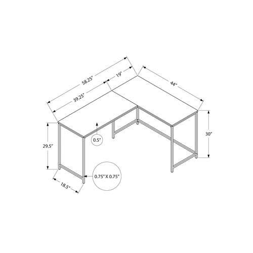 Monarch Corner 58.25"W Computer Desk - White Marble/Black