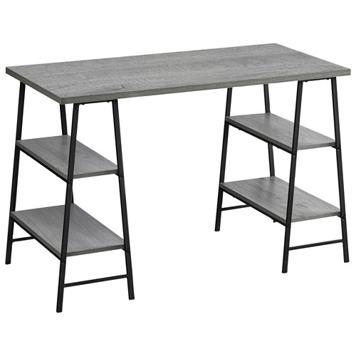 Monarch 47.25"W Computer Desk with 4 Shelves - Grey/Black