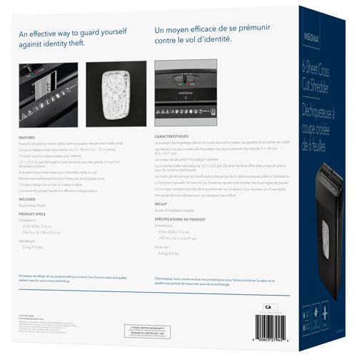 Déchiqueteuse à coupe croisée de 6 feuilles d'Insignia
