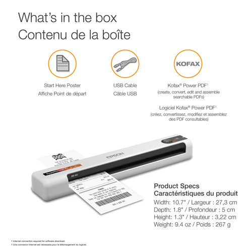 Epson RapidReceipt RR-60 Mobile Receipt and Colour Document Portable Scanner