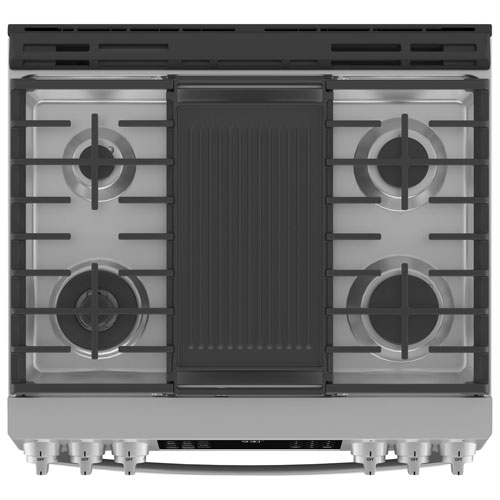 GE Profile 30" 5.7 Cu. Ft. True Convection Slide-In Gas Air Fry Range (PC2S930YPFS) - Stainless